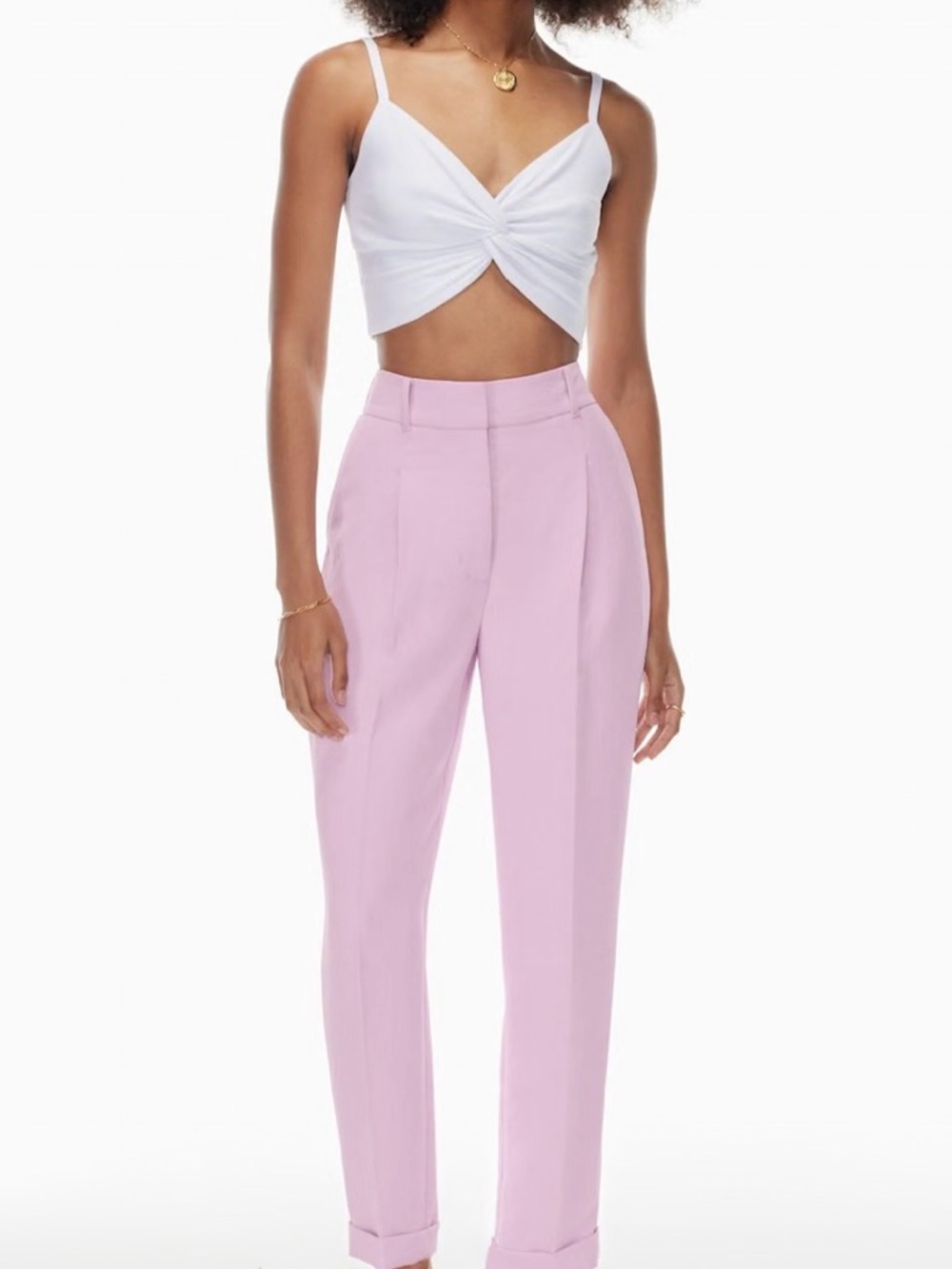 Wilfred Aritzia Pink High-Waist Tapered Trousers size 8